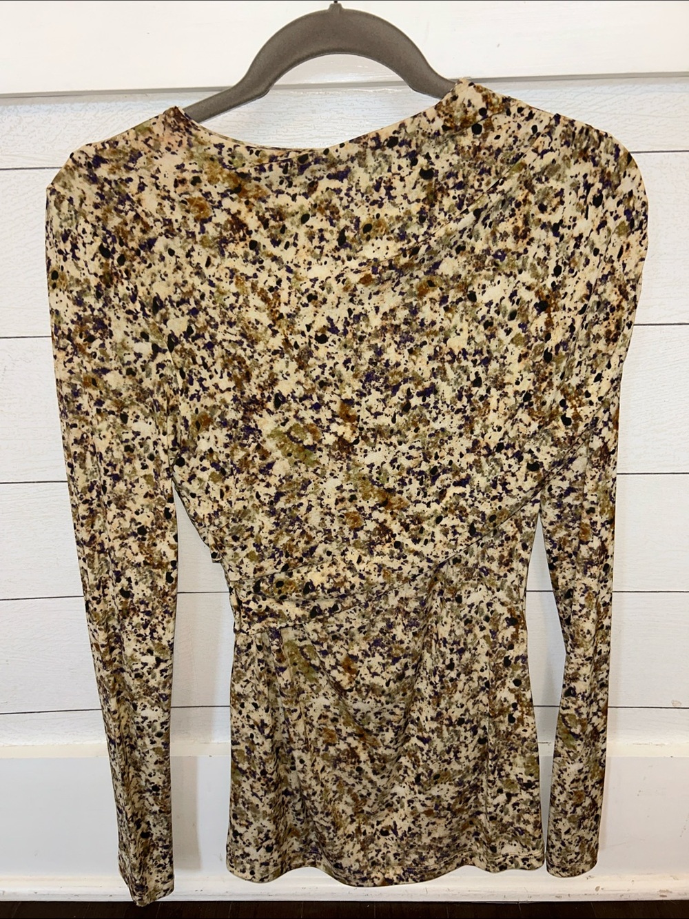 Isabel Marant Speckled Drape-Neck Long Sleeve Top